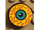 Part No: 4150pb020  Name: Tile, Round 2 x 2 with Yellow, Purple Circuits, Dark Turquoise Eye Pattern (Sticker) - Set 8245