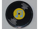 Part No: 4150pb096  Name: Tile, Round 2 x 2 with Vinyl Record with Yellow Center and Medium Blue Musical Notes Pattern (Sticker) - Set 3818