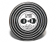 Part No: 4150pb109  Name: Tile, Round 2 x 2 with Vinyl Record with Black Heads with Glasses Pattern
