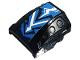Part No: 44675pb014  Name: Slope, Curved 2 x 2 with Debossed Side Ports with Dark Azure, Dark Blue, and White Krypto Lightning Energy Pattern (Sticker) - Set 41233