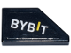 Part No: 5091pb005  Name: Tile, Modified 1 x 2 Wedge Left with White and Yellow 'BYBIT' Logo Pattern (Sticker) - Set 77243