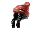 Part No: 52686pb04  Name: Minifigure, Hair Combo, Hair with Hat, 2 Braids over Shoulders with Molded Dark Red Beanie Pattern