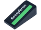 Part No: 5404pb05L  Name: Slope 18 2 x 1 x 2/3 with White 'Accelleron' Logo and Bright Green Stripe Pattern Model Left Side (Sticker) - Set 77247