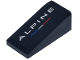 Part No: 5404pb06L  Name: Slope 18 2 x 1 x 2/3 with White 'ALPINE' Logo and Red and Blue Line Pattern Model Left Side (Sticker) - Set 77248