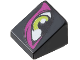 Part No: 54200pb123  Name: Slope 30 1 x 1 x 2/3 with Lime Eye with Magenta Eye Shadow Pattern