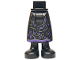 Part No: 59595c00pb31  Name: Mini Doll Hips and Skirt Long with Molded Black Legs and Printed Dark Purple Hem and Spots, Dark Silver Wavy Lines Pattern - Thick Hinge