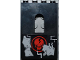 Part No: 60808pb005R  Name: Panel 1 x 4 x 5 Wall with Window with Red Skull in Circle and Light Bluish Gray Metal Plates Wall Repairs Pattern Model Right Side (Sticker) - Set 2505