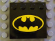 Part No: 6179pb009  Name: Tile, Modified 4 x 4 with Studs on Edge with Batman Logo Pattern (Sticker) - Set 7782