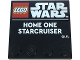 Part No: 6179pb256  Name: Tile, Modified 4 x 4 with Studs on Edge with LEGO Star Wars Logo and White 'HOME ONE STARCRUISER' Pattern
