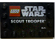 Part No: 6180pb142  Name: Tile, Modified 4 x 6 with Studs on Edges with Star Wars Logo and 'SCOUT TROOPER' Pattern
