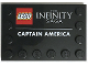 Part No: 6180pb166  Name: Tile, Modified 4 x 6 with Studs on Edges with 'THE INFINITY SAGA' and 'CAPTAIN AMERICA' Pattern