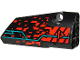 Part No: 64391pb055  Name: Technic, Panel Fairing # 4 Small Smooth Long, Side B with Red 'V' and Stripe, Red Spots and Dark Turquoise Lines Pattern (Sticker) - Set 71713