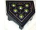 Part No: 66956pb14  Name: Wedge 2 x 2 x 2/3 Pointed with 6 Lime and White Spider Eyes, Dark Silver Webbing, Dots and Border Pattern (Sticker) - Set 80014