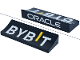 Part No: 6806pb002  Name: Arch 6 x 2 x 5/6 Inverted with White and Yellow 'BYBIT' and 'ORACLE' Logo Pattern (Stickers) - Set 77243