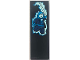 Part No: 69729pb151  Name: Tile 2 x 6 with Dark Blue and Dark Azure Video Game Minifigure with Light Aqua Katana and Ice Pattern (Sticker) - Set 60388