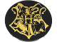 Part No: 7212pb004  Name: Tile, Round 6 x 6 with Gold Hogwarts Crest Pattern