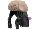 Part No: 7493pb01  Name: Minifigure, Hair Combo, Hair with Hat, 2 Braids over Shoulders with Molded Dark Tan Ushanka and Medium Lavender Dorsal Fin Pattern