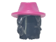 Part No: 79989pb02  Name: Mini Doll, Hair Combo, Hair with Hat, Long Wavy Over Right Shoulder with Magenta Cowboy Hat Pattern