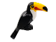 Part No: 80513pb01  Name: Bird, Toucan with Molded Bright Light Orange Beak and White Chest and Printed Eyes, Tip of Beak, and Red Markings Pattern