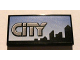 Part No: 87079pb0014  Name: Tile 2 x 4 with Gray 'CITY' and Skyline on Blue Background Pattern (Sticker) - Set 8404