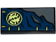 Part No: 87079pb0261  Name: Tile 2 x 4 with Dark Blue Cloth with 6 Eyelets, Ninjago Emblem and Yellowish Green Laces Pattern (Sticker) - Set 70737