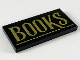 Part No: 87079pb0671  Name: Tile 2 x 4 with Gold 'BOOKS' and Underline Pattern