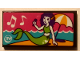 Part No: 87079pb0759  Name: Tile 2 x 4 with Mermaid on Beach, Music Notes, Umbrella, and 'TV' Pattern (Sticker) - Set 41313