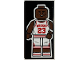 Part No: 87079pb1049  Name: Tile 2 x 4 with Michael Jordan Basketball Player Minifigure with Red 'BRICKS' and Number '23' Pattern (Sticker) - Set 21330