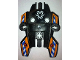 Part No: 87820pb03  Name: Hero Factory Shield, Type 1 with Rotor Inverted and Blue and White Danger Stripes on Orange Background Pattern (Stickers) - Set 7162
