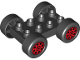 Part No: 88760c01pb01  Name: Duplo Car Base 2 x 4 with Black Tires and Red Rally Wheels Pattern (88760 / 88762c01pb01)
