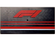 Part No: 90498pb53  Name: Tile 8 x 16 with Bottom Tubes, Textured Surface with Formula 1 Logo Stylized 'F1', Red and White Stripes Pattern