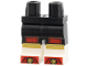 Part No: 970c00pb1982  Name: Hips and Legs with Molded White Lower Legs / Boots and Printed Red Knee Pads, Thin Gold Stripes, Narrow Shoe Tips Pattern