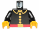 Part No: 973p21c01  Name: Torso Fire Uniform with Red Belt and Yellow Lapels, Buttons, and Buckle Pattern / Black Arms / Yellow Hands