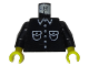 Part No: 973p26c02  Name: Torso Shirt with White Pockets, Buttons, and Collar Pattern / Black Arms / Yellow Hands