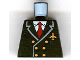 Part No: 973pb0109  Name: Torso Airplane Pilot, Suit Double Breasted, Red Tie, Gold Buttons and Logo Pin Pattern