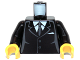 Part No: 973pb0322c01  Name: Torso Suit with 2 Buttons, Gray Sides, Gray Centerline and Tie Pattern / Black Arms / Yellow Hands