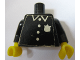 Part No: 973pb0387c01  Name: Torso Police with Badge and 4 Buttons Pattern (Sticker) / Black Arms / Yellow Hands