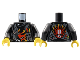 Part No: 973pb0687c01  Name: Torso World Racers - Vest and Tools on Front, Skull and Flames on Back Pattern / Black Arms / Yellow Hands