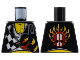 Part No: 973pb0688  Name: Torso World Racers - Checkered Pattern with Flames, Chest Hair on Front, Skull on Back