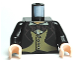 Part No: 973pb0741c01  Name: Torso Harry Potter Jacket Formal with 4 Button Vest and Brown Bow Tie Pattern / Black Arms / Light Nougat Hands