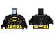 Part No: 973pb0982c01  Name: Torso Batman Suit with Bat in Yellow Oval Logo, Utility Belt with Pouches, Dark Bluish Gray Muscles Outline Pattern / Black Arms / Black Hands