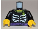 Part No: 973pb1019c01  Name: Torso Ninjago Skeleton Ribs White, Purple Waist Sash and Number 5 Pattern / Black Arms / Yellow Hands
