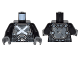 Part No: 973pb2267c01  Name: Torso Body Armor with Straps and White Crossbones Pattern / Black Arms / Dark Bluish Gray Hands
