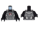 Part No: 973pb2272c01  Name: Torso Pearl Dark Gray and Silver Armor Plates with White and Red Reactor Pattern / Black Arms / Black Hands