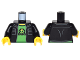 Part No: 973pb2293c01  Name: Torso Jacket with Two Pockets over Bright Green T-Shirt with 8-Bit Shooter Pattern / Black Arms / Yellow Hands