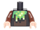 Part No: 973pb2462c01  Name: Torso Pixelated Bright Green, Lime, and Yellowish Green Slime, Dark Brown Stomach Pattern / Reddish Brown Arms / Light Nougat Hands