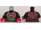Part No: 973pb2498c01  Name: Torso Ninjago Red Armor with Lime Swirl Medallion Front, Belts on Back Pattern  / Black Arms / Red Hands