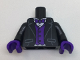 Part No: 973pb2580c01  Name: Torso Tuxedo Jacket, White Shirt, Dark Purple Bow Tie and Vest Pattern / Black Arms / Dark Purple Hands