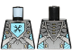 Part No: 973pb2676  Name: Torso Nexo Knights Armor with Pearl Dark Gray and Silver Panels and Black Crossed Wrenches on Medium Azure Pentagonal Shield Pattern