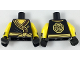Part No: 973pb2805c01  Name: Torso Ninjago Robe with Ninjago Logogram 'EARTH', Gold Sash and Medallion Pattern / Yellow Arms with Black Cuffs with Gold Stripes Pattern / Black Hands